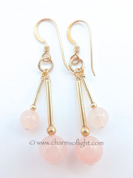 Rose Quartz & Gold Earrings